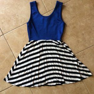 Blue Nautical A-Line Summer Dress